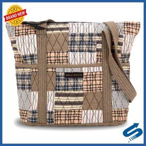 Lightweight Quilted Tote Bag with 10 Pockets, 11x11x4 Inches